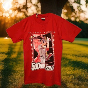 Vintage 1999 Mark McGwire St. Louis Cardinals 500 Home Runs Shirt Size M MLB 90s